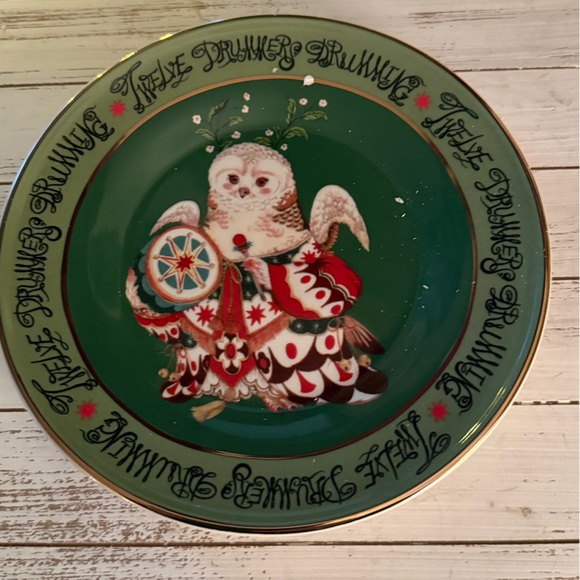 Anthropologie Phannapast Taychamaythakool Owl 12 Days of Christmas Plate - Picture 3 of 3